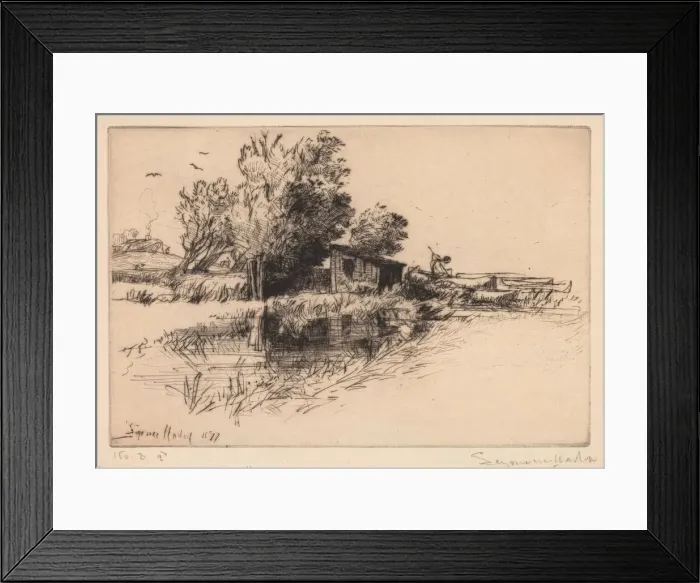 Framed Print : The Little Boathouse, 1877. Creator: Francis Seymour Haden (British, 1818-1910) Framed Print : The Little Boathouse, 1877. Creator: Francis Seymour Haden (British, 1818-1910)