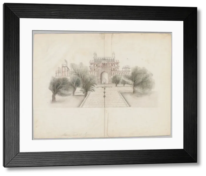 Framed Print : The Mausoleum of Akbar at Secundrabad, early 19th century. Creator: Unknown Framed Print : The Mausoleum of Akbar at Secundrabad, early 19th century. Creator: Unknown