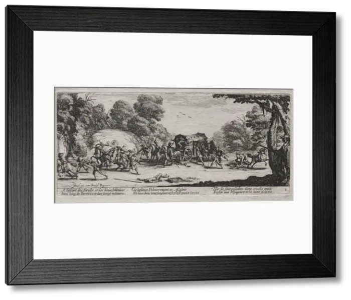 Framed Print : The Miseries of War: Highway Robbery, 1633. Creator: Jacques Callot (French, 1592-1635) Framed Print : The Miseries of War: Highway Robbery, 1633. Creator: Jacques Callot (French, 1592-1635)