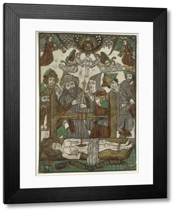 Framed Print : The Martyrdom of St. Erasmus, c. 1480. Creator: Master of the Bergwolken (German) Framed Print : The Martyrdom of St. Erasmus, c. 1480. Creator: Master of the Bergwolken (German)