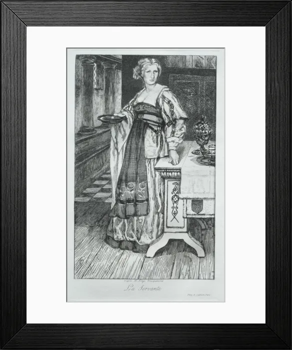 Framed Print : The Maidservant, after H. Leys, 1868. Creator: Felix Bracquemond (French, 1833-1914) Framed Print : The Maidservant, after H. Leys, 1868. Creator: Felix Bracquemond (French, 1833-1914)