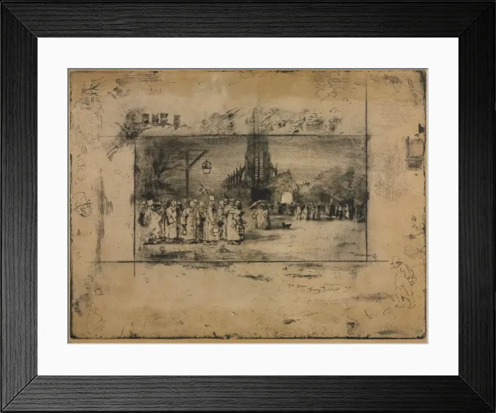Framed Print : The Midnight Mass, 1887. Creator: Felix Hilaire Buhot (French, 1847-1898) Framed Print : The Midnight Mass, 1887. Creator: Felix Hilaire Buhot (French, 1847-1898)