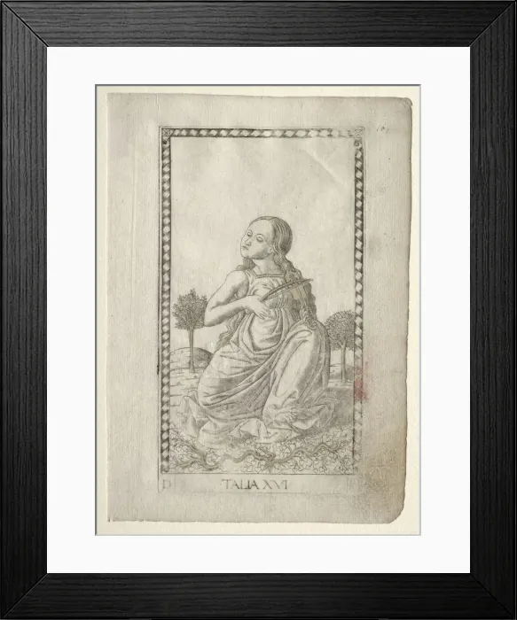 Framed Print : Thalia (comedy, pastoral poetry) (from the Tarocchi series D... before 1467. Creator Framed Print : Thalia (comedy, pastoral poetry) (from the Tarocchi series D... before 1467. Creator