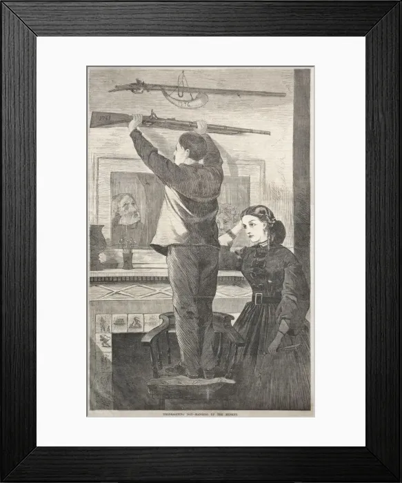 Framed Print : Thanksgiving Day - Hanging up the Musket, 1865. Creator: Winslow Homer (American, 1836-1910) Framed Print : Thanksgiving Day - Hanging up the Musket, 1865. Creator: Winslow Homer (American, 1836-1910)