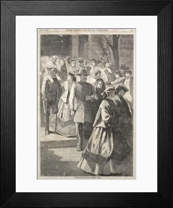 Framed Print : Thanksgiving Day - The Church Porch, 1865. Creator: Winslow Homer (American, 1836-1910) Framed Print : Thanksgiving Day - The Church Porch, 1865. Creator: Winslow Homer (American, 1836-1910)
