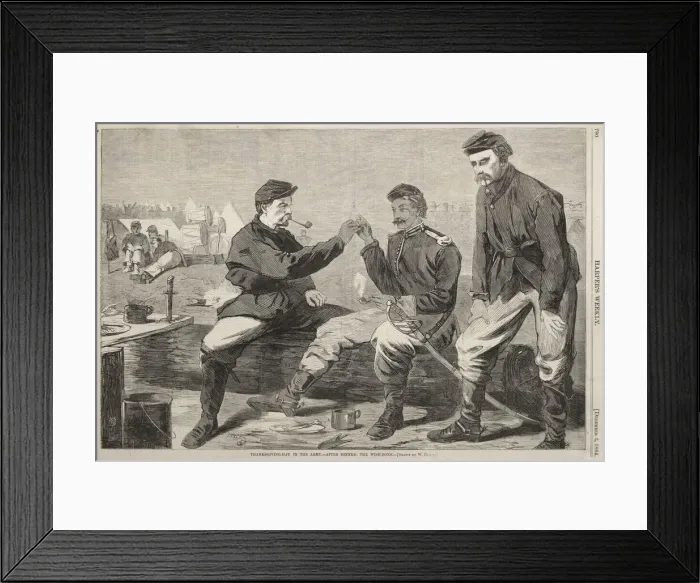 Framed Print : Thanksgiving Day in the Army - After Dinner: The Wish-Bone, 1864. Creator: Winslow Homer (American Framed Print : Thanksgiving Day in the Army - After Dinner: The Wish-Bone, 1864. Creator: Winslow Homer (American