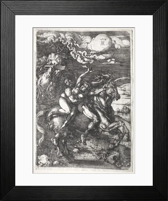 Framed Print : The Abduction on a Unicorn, 1516. Creator: Albrecht Dürer (German, 1471-1528) Framed Print : The Abduction on a Unicorn, 1516. Creator: Albrecht Dürer (German, 1471-1528)