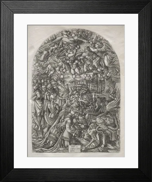 Framed Print : The Apocalypse: The Dragon with Two Horns and the Beast with Seven, 1546-1556. Creator Framed Print : The Apocalypse: The Dragon with Two Horns and the Beast with Seven, 1546-1556. Creator