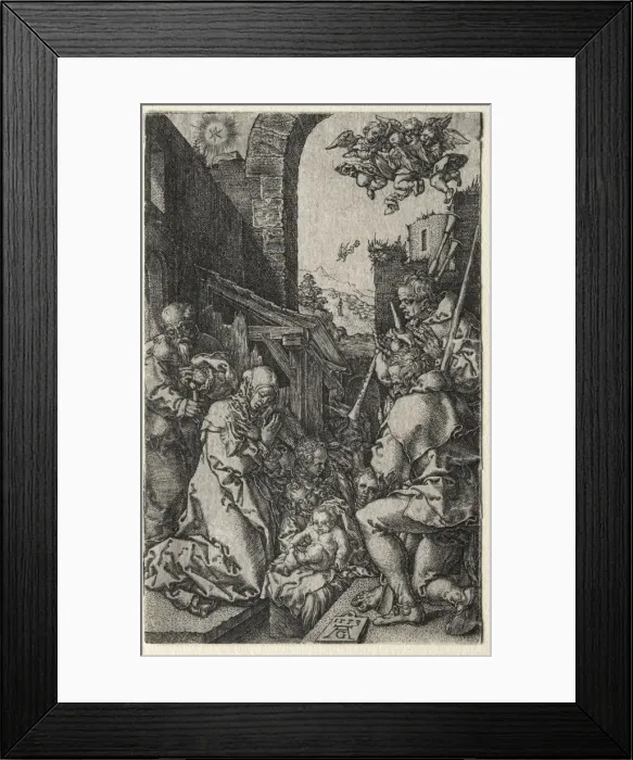 Framed Print : The Adoration of the Shepherds, 1553. Creator: Heinrich Aldegrever (German, 1502-1555 / 61) Framed Print : The Adoration of the Shepherds, 1553. Creator: Heinrich Aldegrever (German, 1502-1555 / 61)