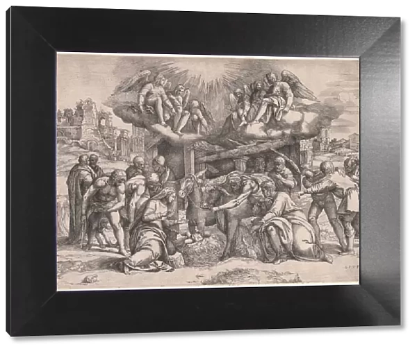 The Adoration of the Shepherds, c. 1552. Creator: Battista Franco (Italian, c. 1510-1561)