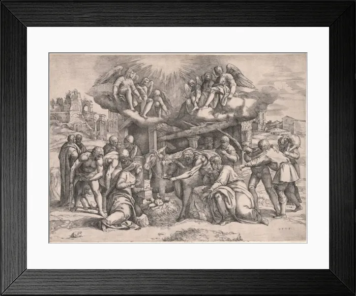 Framed Print : The Adoration of the Shepherds, c. 1552. Creator: Battista Franco (Italian, c. 1510-1561) Framed Print : The Adoration of the Shepherds, c. 1552. Creator: Battista Franco (Italian, c. 1510-1561)