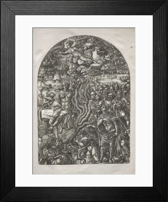 Framed Print : The Apocalypse: Babylon the Harlot, Seated on the Seven-headed Beast, 1546-1556. Creator Framed Print : The Apocalypse: Babylon the Harlot, Seated on the Seven-headed Beast, 1546-1556. Creator