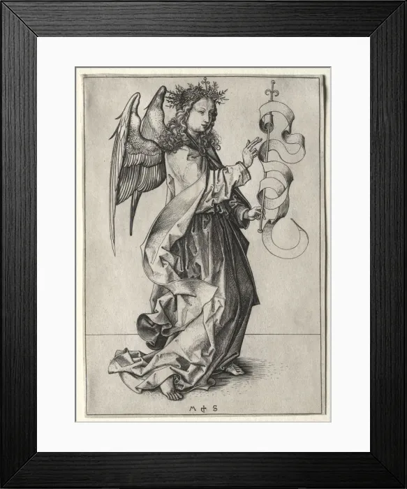 Framed Print : The Angel of the Annunciation. Creator: Martin Schongauer (German, c. 1450-1491) Framed Print : The Angel of the Annunciation. Creator: Martin Schongauer (German, c. 1450-1491)
