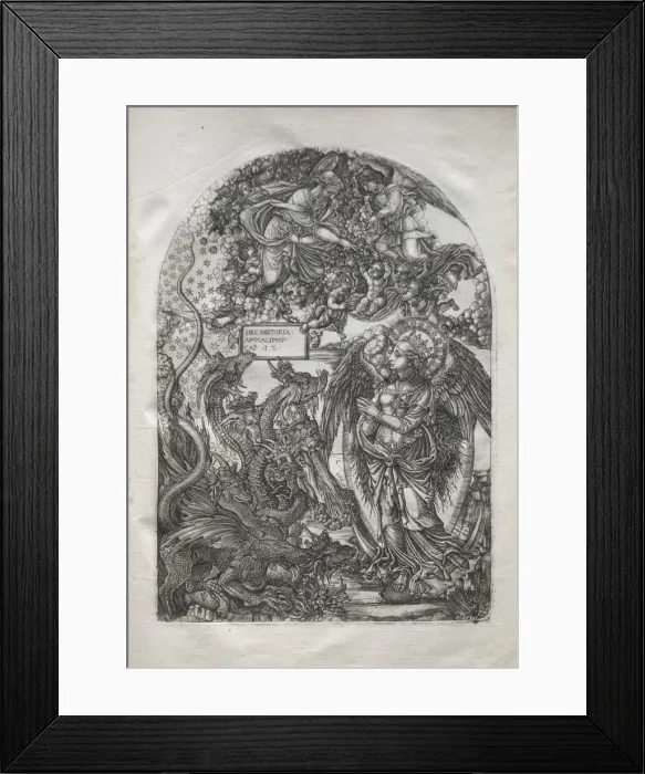 Framed Print : The Apocalypse: St. Michael and the Dragon, 1546-1556. Creator: Jean Duvet (French, 1485-1561) Framed Print : The Apocalypse: St. Michael and the Dragon, 1546-1556. Creator: Jean Duvet (French, 1485-1561)