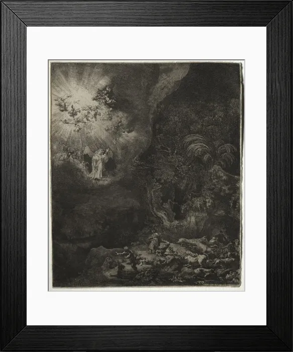 Framed Print : The Angel Appearing to the Shepherds, 1634. Creator: Rembrandt van Rijn (Dutch, 1606-1669) Framed Print : The Angel Appearing to the Shepherds, 1634. Creator: Rembrandt van Rijn (Dutch, 1606-1669)