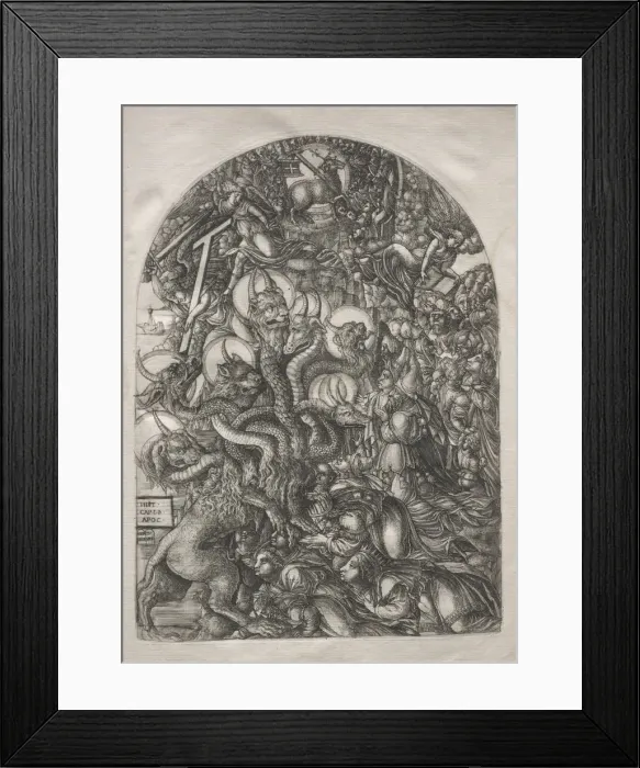 Framed Print : The Apocalypse: The Beast with Seven Heads and Ten Horns, 1546-1556. Creator: Jean Duvet (French