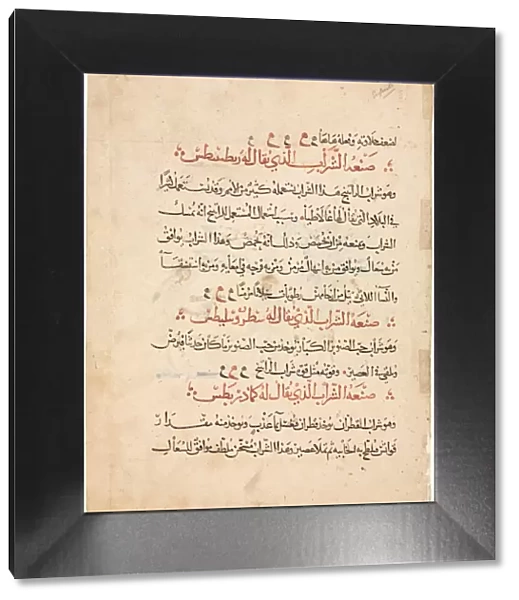 Text page from a Materia Medica of Dioscorides, c. 1224. Creator: Abdallah ibn al-Fadl (Iraq)