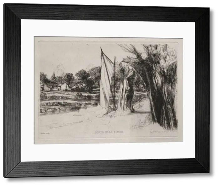 Framed Print : Thames Ditton - With a Sail, 1864. Creator: Francis Seymour Haden (British, 1818-1910) Framed Print : Thames Ditton - With a Sail, 1864. Creator: Francis Seymour Haden (British, 1818-1910)