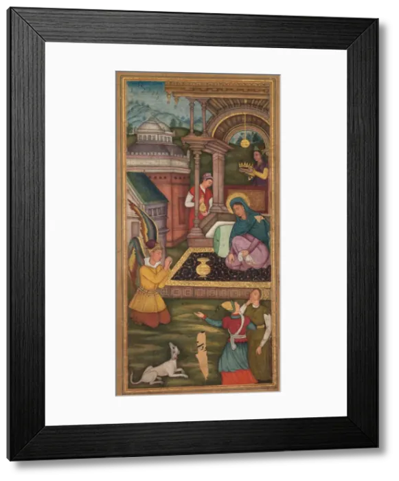 Framed Print : The Annunciation, from a Mir at al-quds of Father Jerome Xavier (Spanish, 1549-1617) Framed Print : The Annunciation, from a Mir at al-quds of Father Jerome Xavier (Spanish, 1549-1617)
