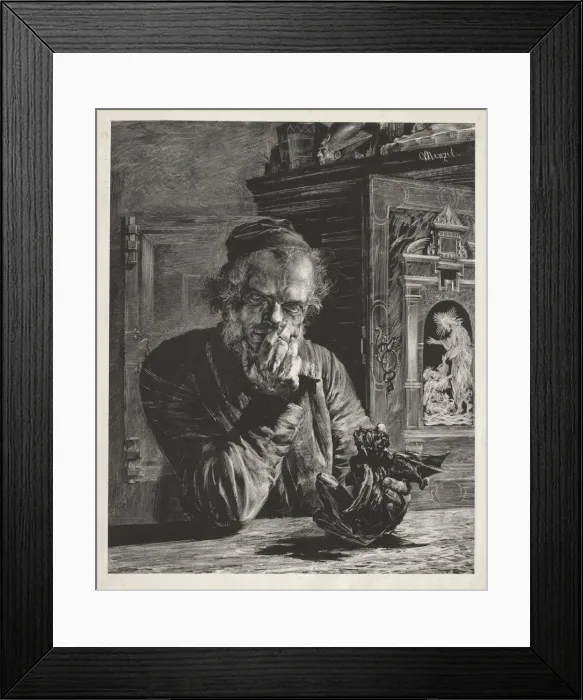 Framed Print : The Antiquary - Self-Portrait, 1851. Creator: Adolph von Menzel (German, 1815-1905) Framed Print : The Antiquary - Self-Portrait, 1851. Creator: Adolph von Menzel (German, 1815-1905)