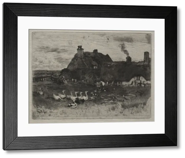 Framed Print : Thatched Cottages, 1878. Creator: Felix Hilaire Buhot (French, 1847-1898) Framed Print : Thatched Cottages, 1878. Creator: Felix Hilaire Buhot (French, 1847-1898)