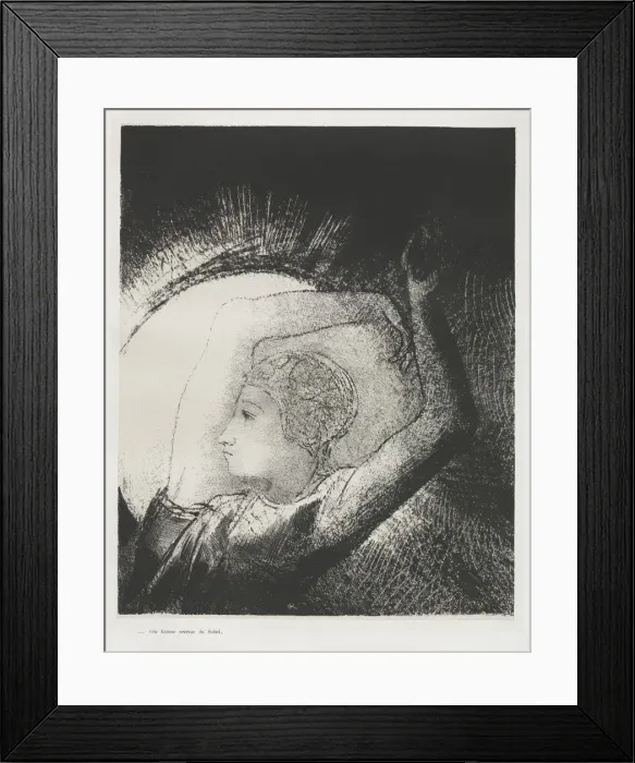 Framed Print : The Apocalypse of Saint John: A Woman Clothed with the Sun, 1899. Creator: Odilon Redon (French Framed Print : The Apocalypse of Saint John: A Woman Clothed with the Sun, 1899. Creator: Odilon Redon (French