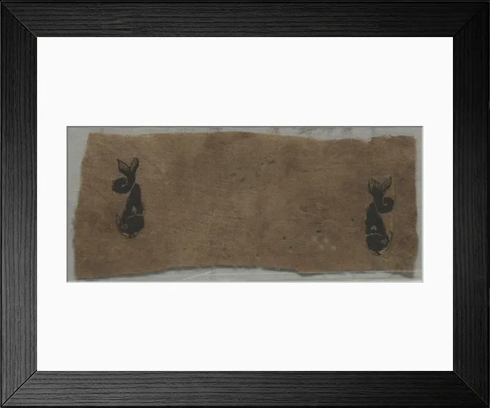 Framed Print : Two Fragments from a Curtain: Dolphins, 400s - 500s. Creator: Unknown Framed Print : Two Fragments from a Curtain: Dolphins, 400s - 500s. Creator: Unknown