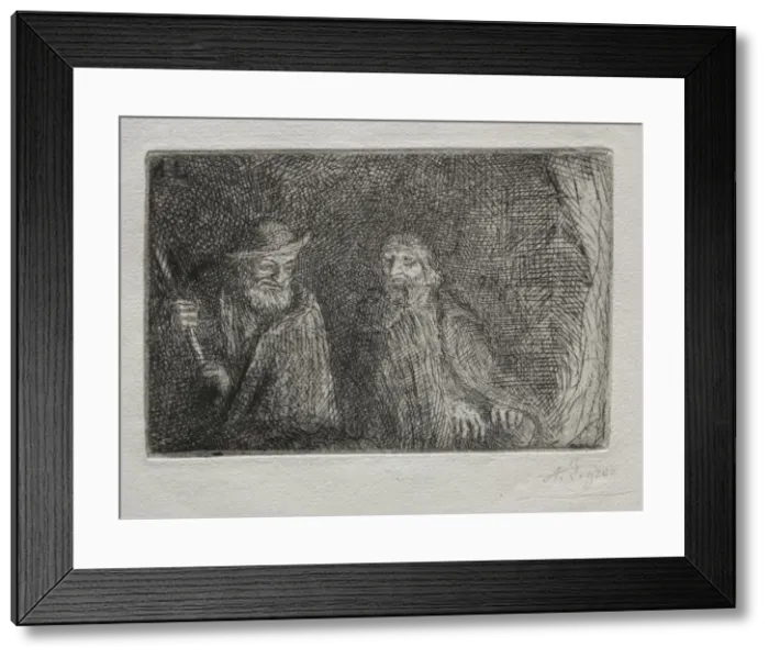 Framed Print : Two Shepherds (Les Deux Bergers). Creator: Alphonse Legros (French, 1837-1911) Framed Print : Two Shepherds (Les Deux Bergers). Creator: Alphonse Legros (French, 1837-1911)