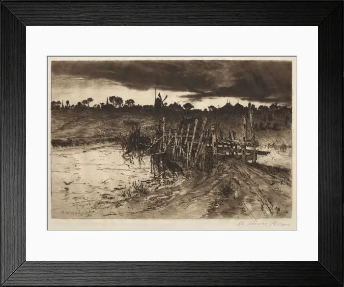 Framed Print : Tween the Gleamin and the Mirk, When the Kye come Hame, 1883. Creator: Mary Nimmo Moran (American Framed Print : Tween the Gleamin and the Mirk, When the Kye come Hame, 1883. Creator: Mary Nimmo Moran (American