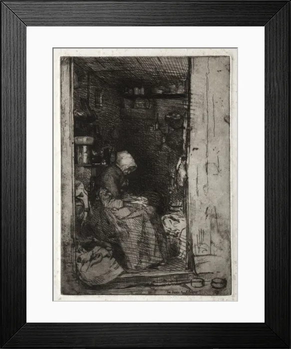 Framed Print : Twelve Etchings from Nature: La Veille aux Loques, 1858. Creator: James McNeill Whistler (American Framed Print : Twelve Etchings from Nature: La Veille aux Loques, 1858. Creator: James McNeill Whistler (American