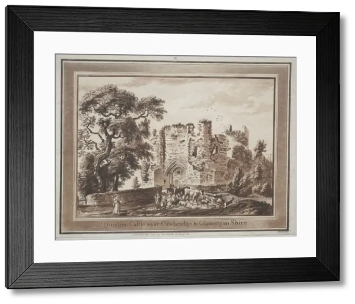 Framed Print : Twelve Views in South Wales: St. Quintins Castle near Cowbridge in Glamorganshire, 1775 Framed Print : Twelve Views in South Wales: St. Quintins Castle near Cowbridge in Glamorganshire, 1775