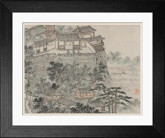 Framed Print : Twelve Views of Tiger Hill, Suzhou: The Five Sages Terrace, after 1490. Creator: Shen Zhou Framed Print : Twelve Views of Tiger Hill, Suzhou: The Five Sages Terrace, after 1490. Creator: Shen Zhou