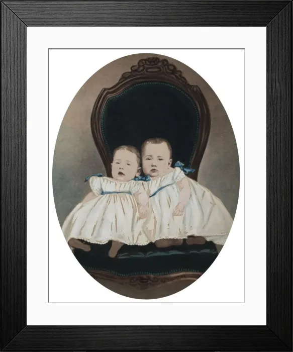 Framed Print : Twin Babies, c. 1870. Creator: Davis Brothers (American) Framed Print : Twin Babies, c. 1870. Creator: Davis Brothers (American)