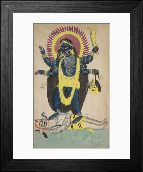 Framed Print : Two Aspects of Kali: Kali Dancing on Shiva, c. 1880 - 1890. Creator: Unknown Framed Print : Two Aspects of Kali: Kali Dancing on Shiva, c. 1880 - 1890. Creator: Unknown