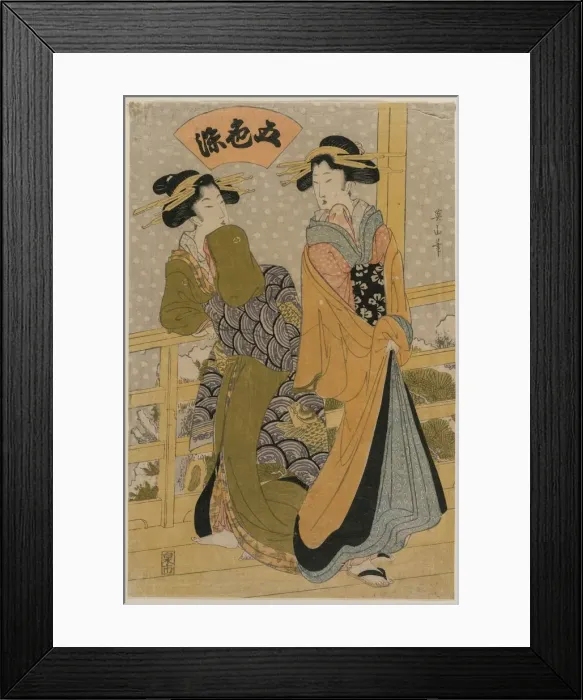 Framed Print : Two Courtesans on a Balcony (From the series Five Colors of Ink), c. early 1810s. Creator Framed Print : Two Courtesans on a Balcony (From the series Five Colors of Ink), c. early 1810s. Creator