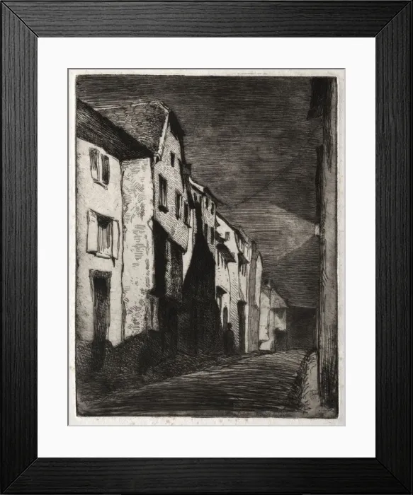 Framed Print : Twelve Etchings from Nature: Street in Saverne, 1858. Creator: James McNeill Whistler (American