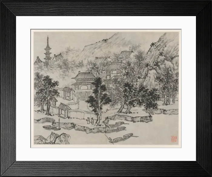 Framed Print : Twelve Views of Tiger Hill, Suzhou: Distant View of Tiger Hill from the Canal Mooring, after 1490 Framed Print : Twelve Views of Tiger Hill, Suzhou: Distant View of Tiger Hill from the Canal Mooring, after 1490