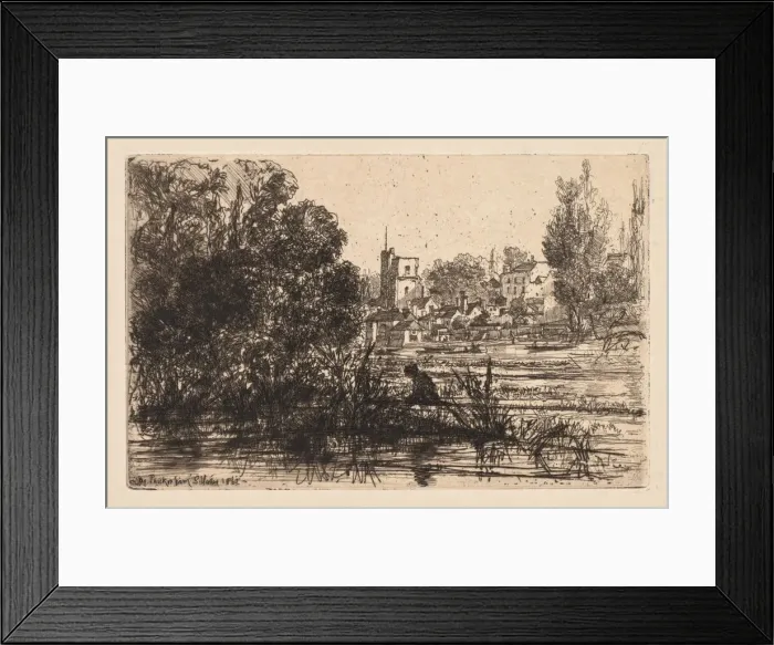 Framed Print : Twickenham Church, 1865. Creator: Francis Seymour Haden (British, 1818-1910) Framed Print : Twickenham Church, 1865. Creator: Francis Seymour Haden (British, 1818-1910)