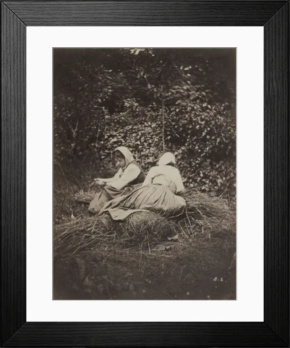 Framed Print : Two Peasant Girls Seated, 1870s. Creator: Auguste Giraudons Artist (French) Framed Print : Two Peasant Girls Seated, 1870s. Creator: Auguste Giraudons Artist (French)