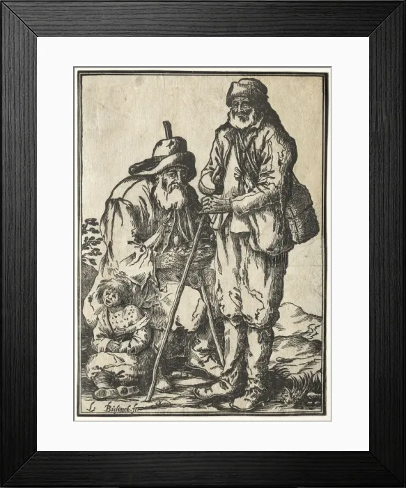 Framed Print : Two Beggars and Leprous Child. Creator: Ludolph Büsinck (German, 1590-1669) Framed Print : Two Beggars and Leprous Child. Creator: Ludolph Büsinck (German, 1590-1669)