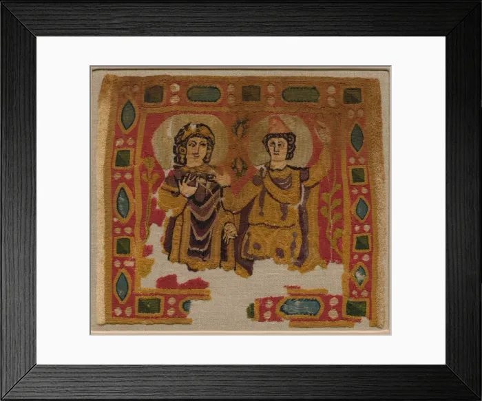 Framed Print : Two Figures Framed by a Jeweled Border, 450-550. Creator: Unknown Framed Print : Two Figures Framed by a Jeweled Border, 450-550. Creator: Unknown