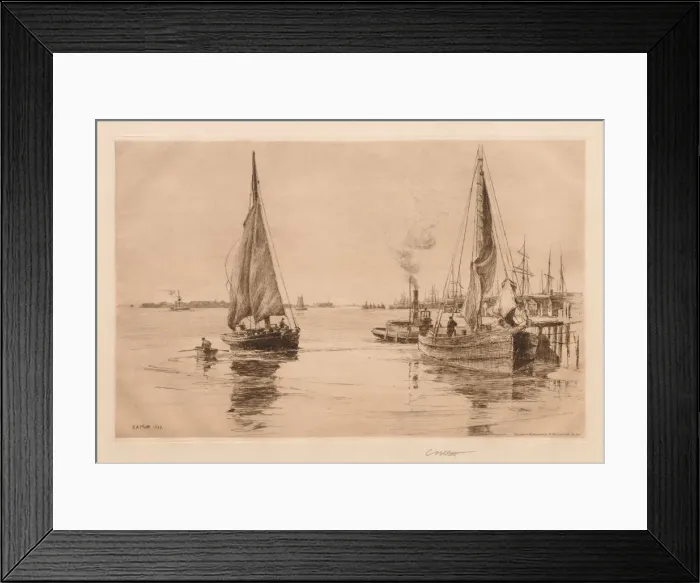 Framed Print : Two Sloops on the East River, 1889. Creator: Charles Adams Platt (American, 1861-1933) Framed Print : Two Sloops on the East River, 1889. Creator: Charles Adams Platt (American, 1861-1933)