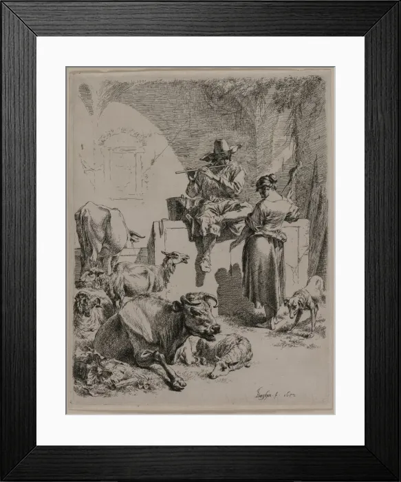 Framed Print : The Piping Shepherd, 1652. Creator: Nicolaes Berchem (Dutch, 1620-1683) Framed Print : The Piping Shepherd, 1652. Creator: Nicolaes Berchem (Dutch, 1620-1683)