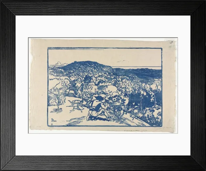 Framed Print : The Poacher, Dunes of Saint Jean de Mont, 1901. Creator: Auguste Louis Lepere (French Framed Print : The Poacher, Dunes of Saint Jean de Mont, 1901. Creator: Auguste Louis Lepere (French