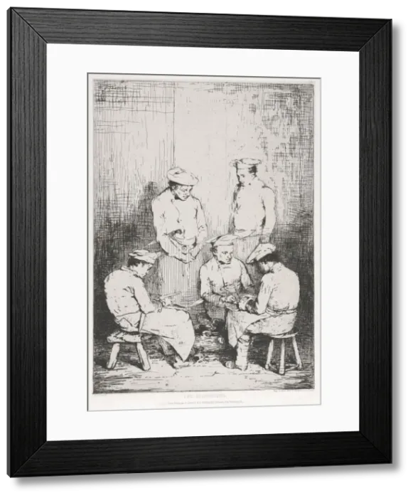 Framed Print : The Potato Peelers. Creator: Theodule Ribot (French, 1823-1891);A. Cadart & F Framed Print : The Potato Peelers. Creator: Theodule Ribot (French, 1823-1891);A. Cadart & F