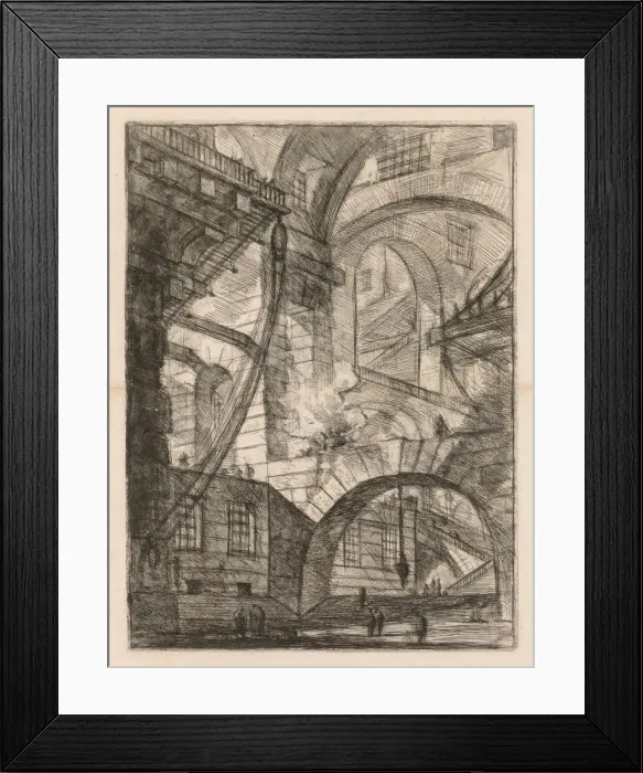 Framed Print : The Prisons: A Perspective of Arches with a Smoking Fire, 1745-1750 Framed Print : The Prisons: A Perspective of Arches with a Smoking Fire, 1745-1750