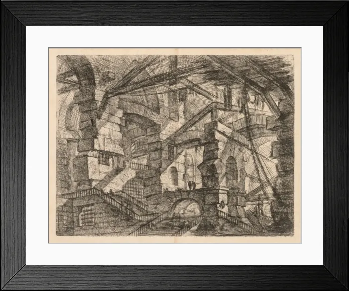 Framed Print : The Prisons: A Perspective of Colonnades with Zig-Zag Staircase, 1745-1750. Creator Framed Print : The Prisons: A Perspective of Colonnades with Zig-Zag Staircase, 1745-1750. Creator