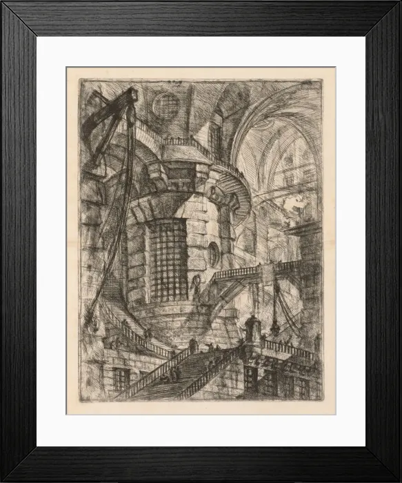 Framed Print : The Prisons: A Vaulted Building with a Central Column with Barred Window, 1745-1750 Framed Print : The Prisons: A Vaulted Building with a Central Column with Barred Window, 1745-1750