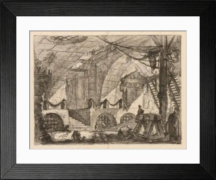 Framed Print : The Prisons: An Arched Chamber with Posts and Chains, 1745-1750 Framed Print : The Prisons: An Arched Chamber with Posts and Chains, 1745-1750