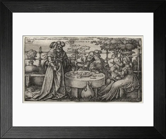 Framed Print : The Prodigal Son: Wasting His Fortune. Creator: Hans Sebald Beham (German, 1500-1550) Framed Print : The Prodigal Son: Wasting His Fortune. Creator: Hans Sebald Beham (German, 1500-1550)
